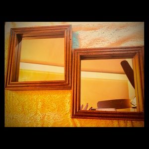 Two Vintage Handmade Framed 8” Wall Decor Mirrors